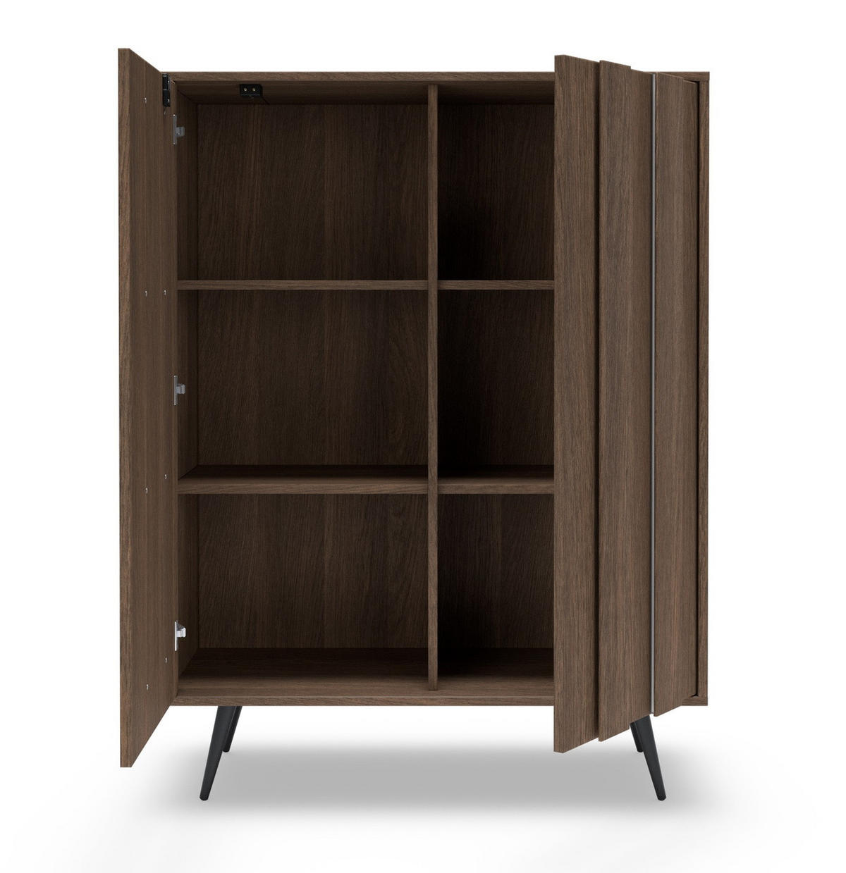 KOMMODE mit LED Resta, 94 cm, Mettalbeine, Eiche Dunin - Eichefarben/Schwarz, Holz/Metall (94/126/40cm) - Emporius