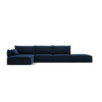 ECKSOFA links Kaelle aus Samt königsblau 5 Sitzplätze - Blau, Textil (171/364cm) - Micadoni