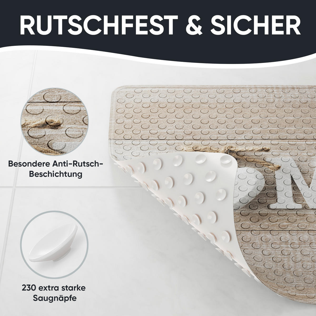 BADEMATTE Home - Braun, Kunststoff (53/53cm) - Sanilo