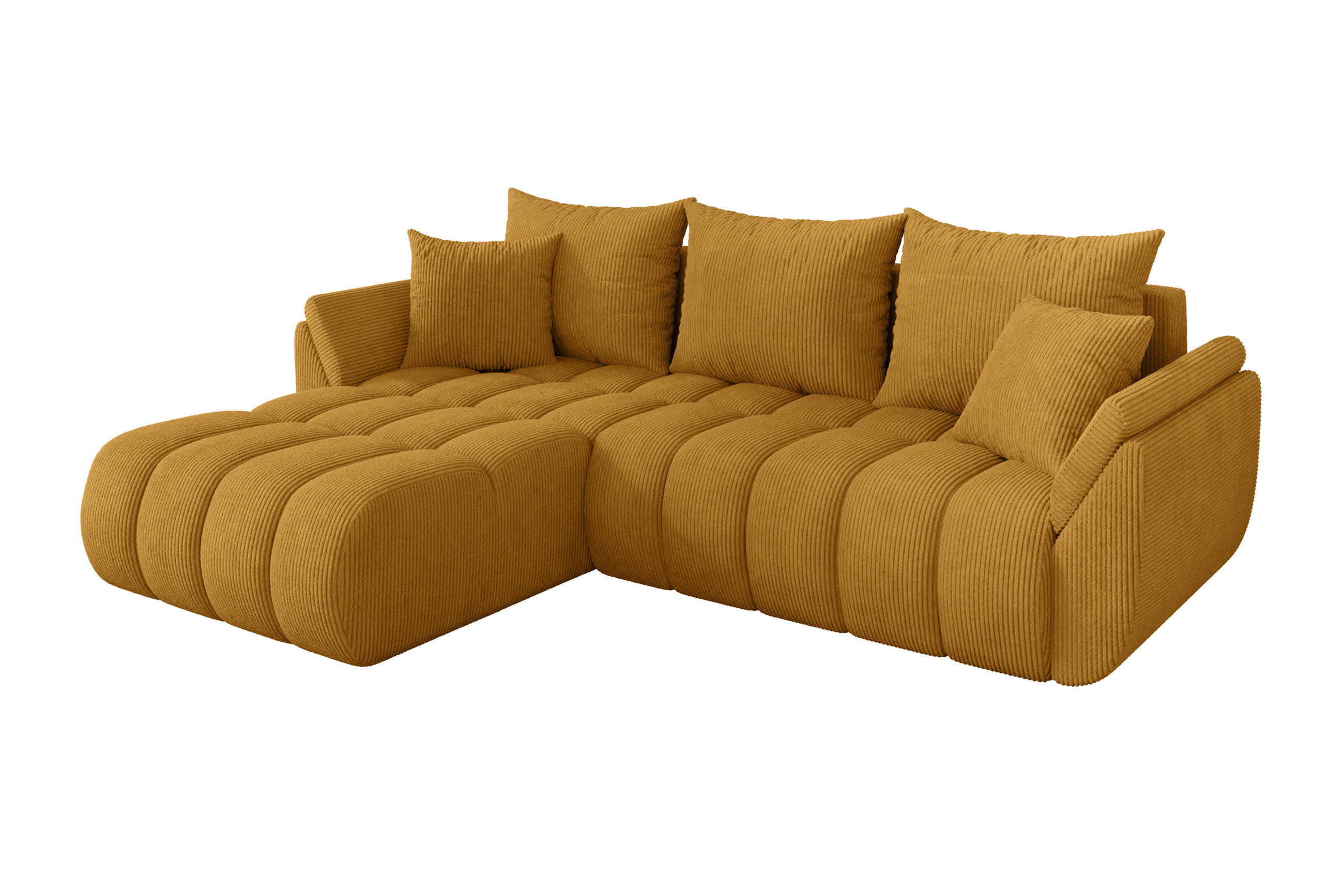 ALTDECOR ROHOVÁ SEDAČKA s funkcí spaní, otoman vlevo TOKO-L-v1 277x194x86 hořčicově žlutá manšestr