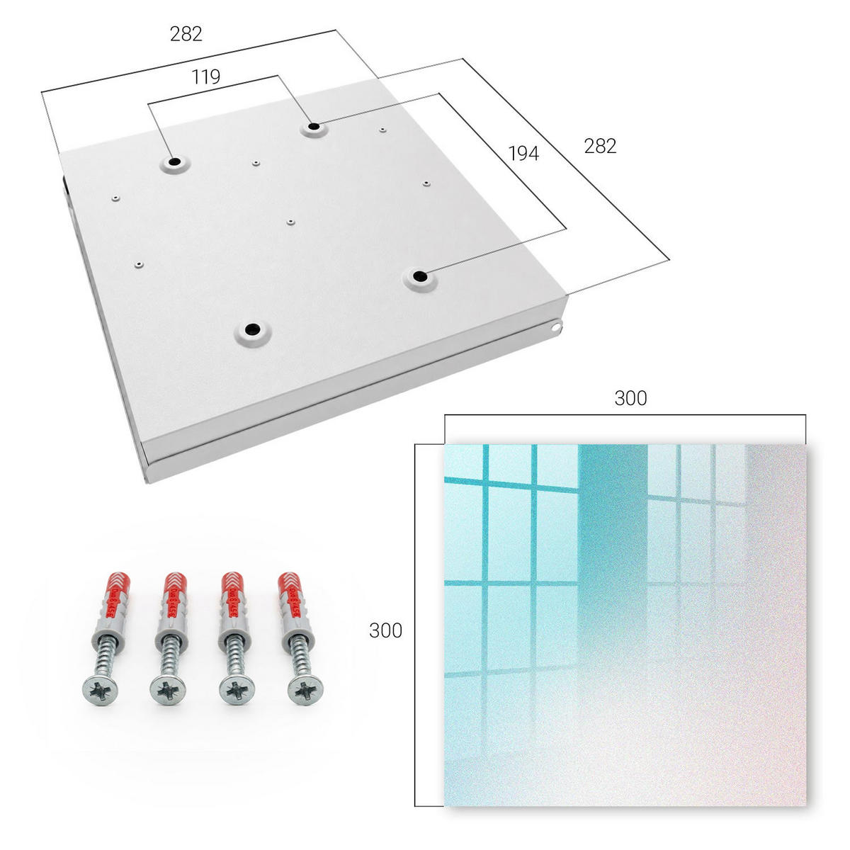 SCHLÜSSELBOX Weiß 30x30 cm – Türöffnung nach rechts - Pastellfarbener Farbverlauf - Blau, Metall (30/30/5cm) - TULUP