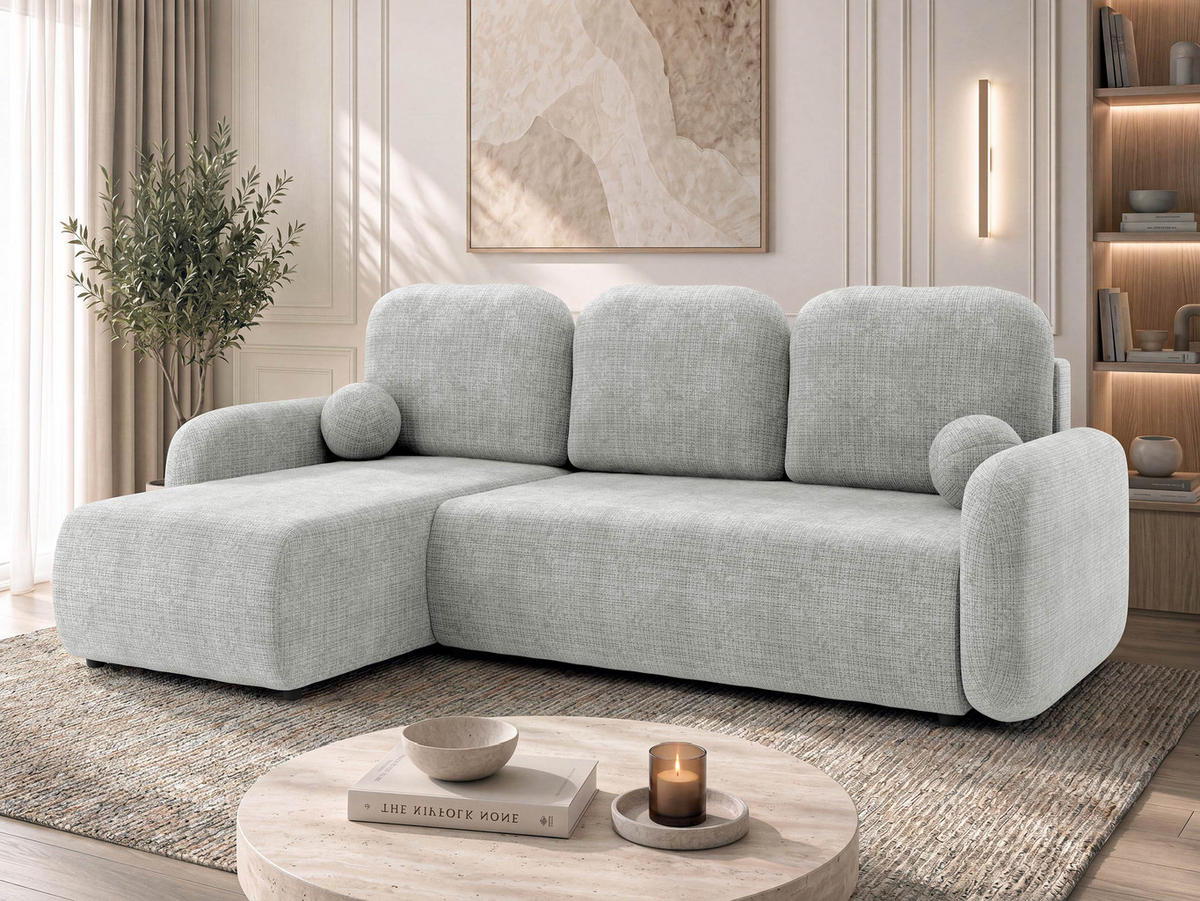 ECKSCHLAFSOFA Gizefa - Hellgrau/Schwarz, Holz/Kunststoff (233/147cm) - MIRJAN24