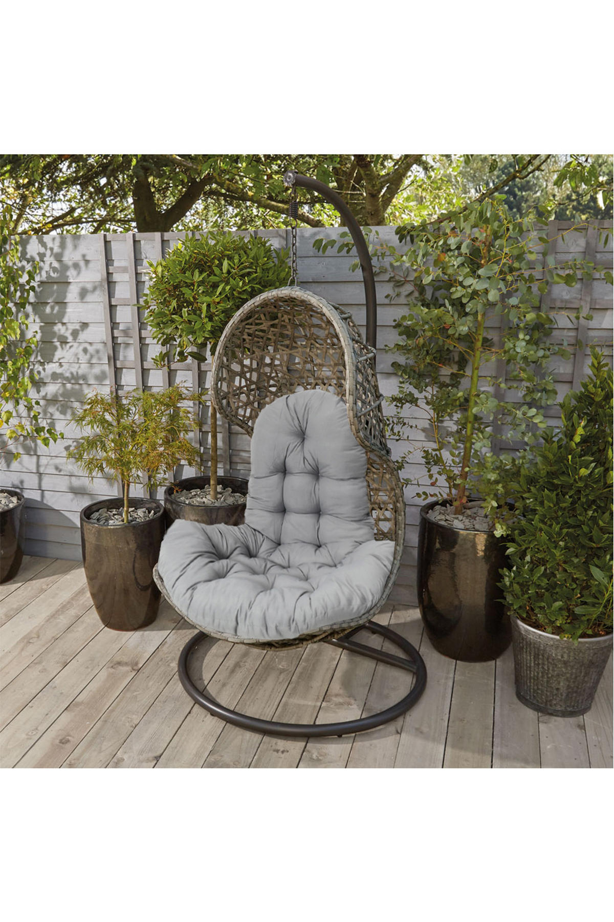 HÄNGESESSEL-KISSEN aus Polyester Baumwolle in Schwarz mit dicker Polsterung 95 * 55 cm - Grau, Textil (55/95cm) - Livingandhome