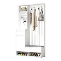 GARDEROBE 100/180/35 cm Weiß aus MDF mit Sitzbank - Weiß, Holzwerkstoff (35/180/100cm) - OKMYHOME