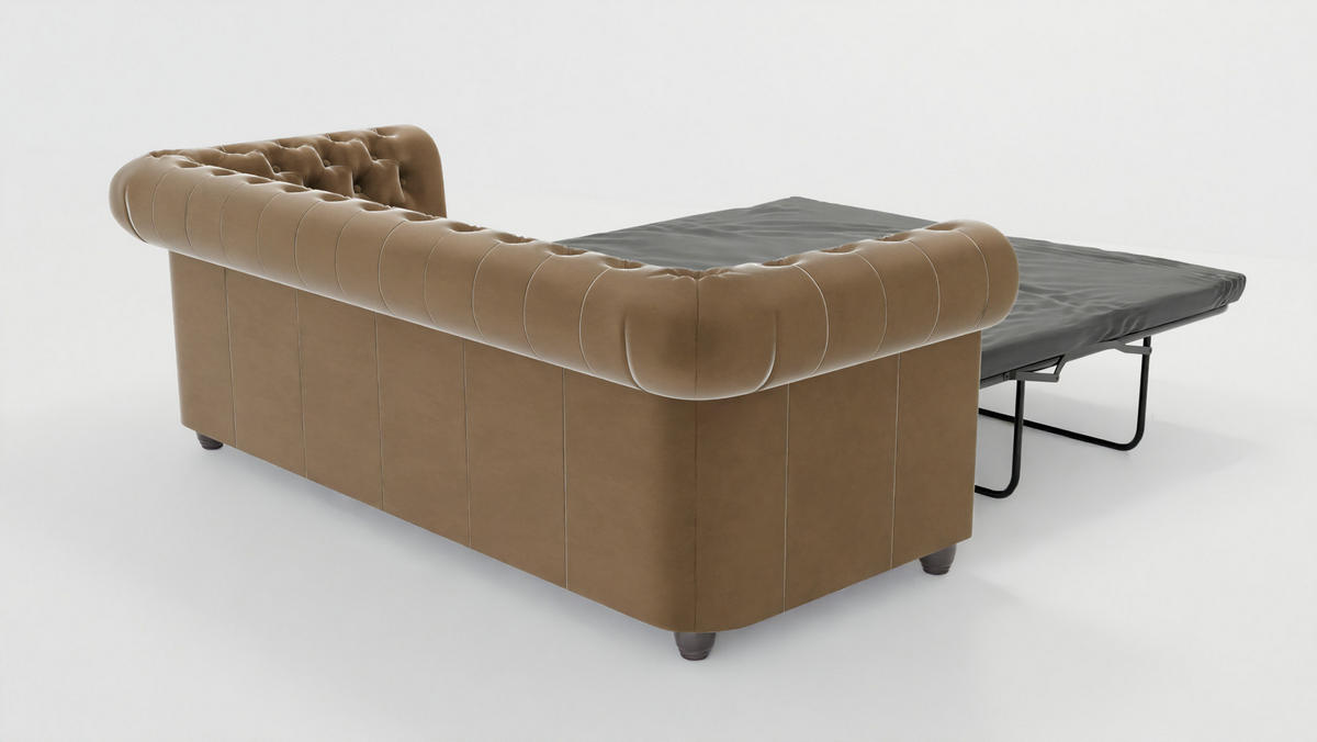 SITZGARNITUR mit Schlaffunktion 3+2+1 Chesterfield Nyx Beige Samt - Beige/Braun, Holz/Textil (203/72/86cm) - S-Style Möbel