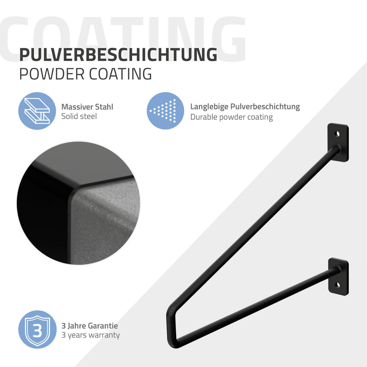 REGALHALTERUNG 2er Set 265mm Schwarz - Schwarz, Metall (18/2.3/26.5cm) - ML-DESIGN