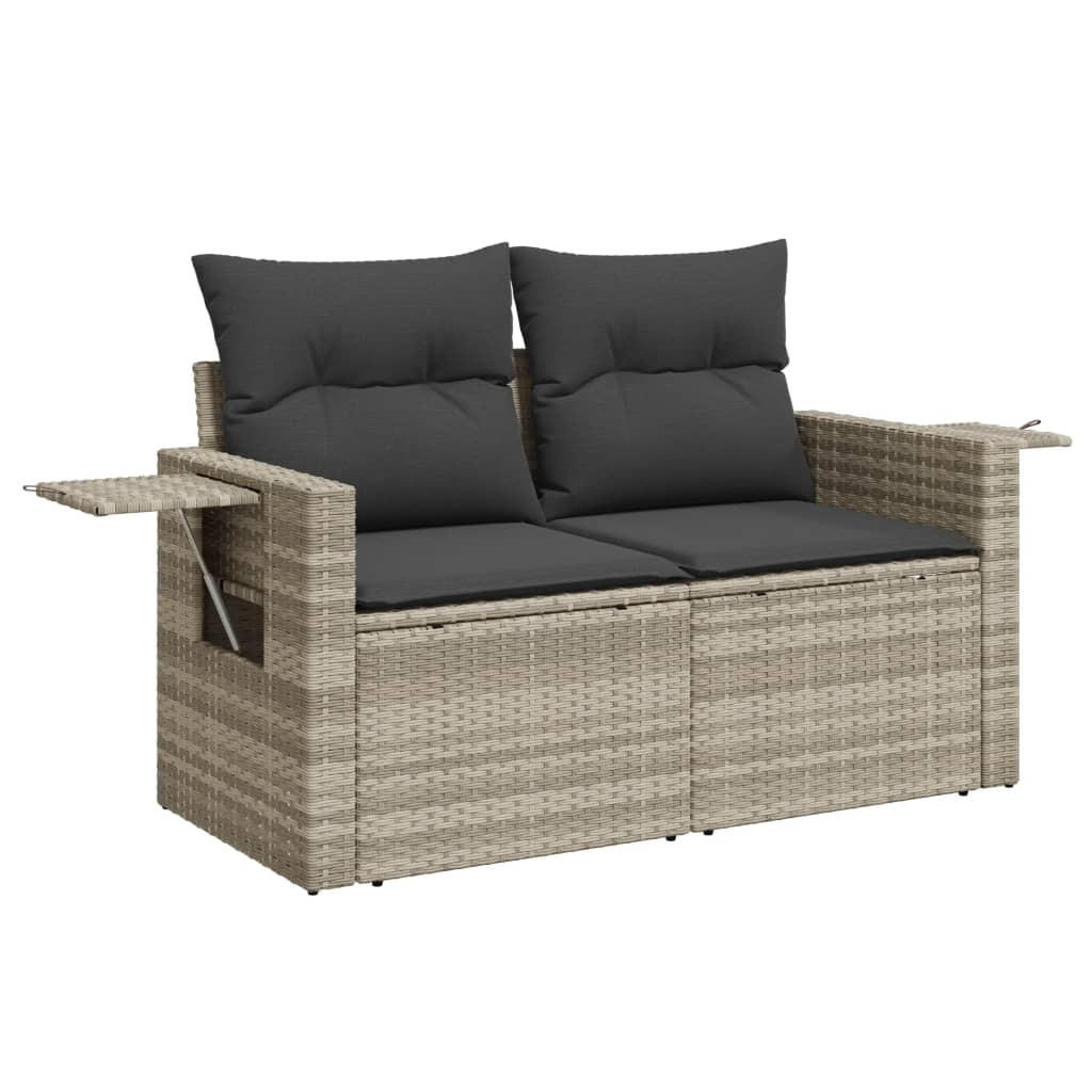 GARTENSOFA Mit Kissen 2-Sitzer Hellgrau Poly Rattan - Hellgrau, Kunststoff (124/69/62cm) - vidaXL