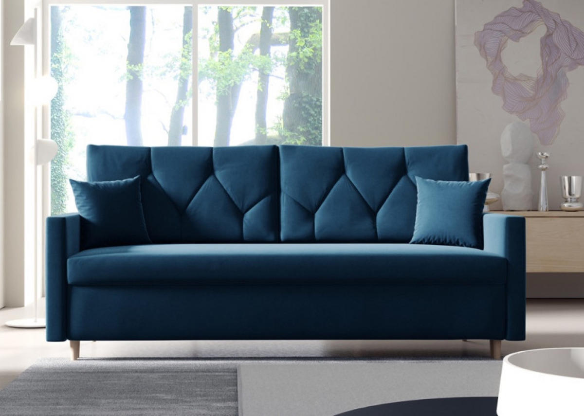 SOFA Blau ARO Mit Schlaffunktion - Blau, Textil (217/100/87cm) - Sepro Meble
