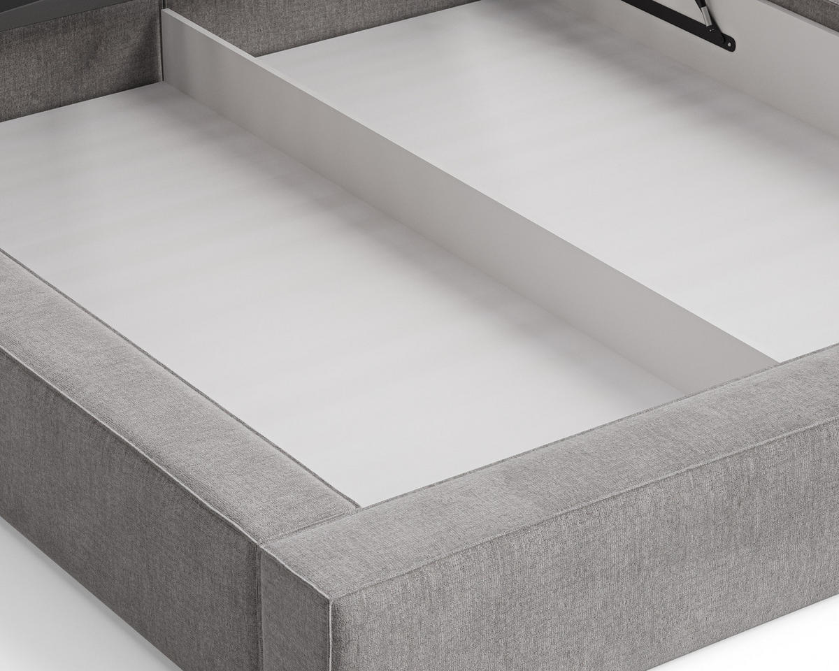 POLSTERBETT 06 140x200 cm – Tresor - Bett mit Bettkasten, Metall-Lattenrost - Grau, Holz (140/200cm) - ROYAL24_MARKT