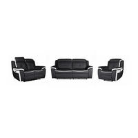 SOFAGARNITUR mit Relaxfunktion - -Sitzer - Leder - Schwarz, Weiß - - Schwarz/Weiß, Leder (97/103/97cm) - Vente-Unique
