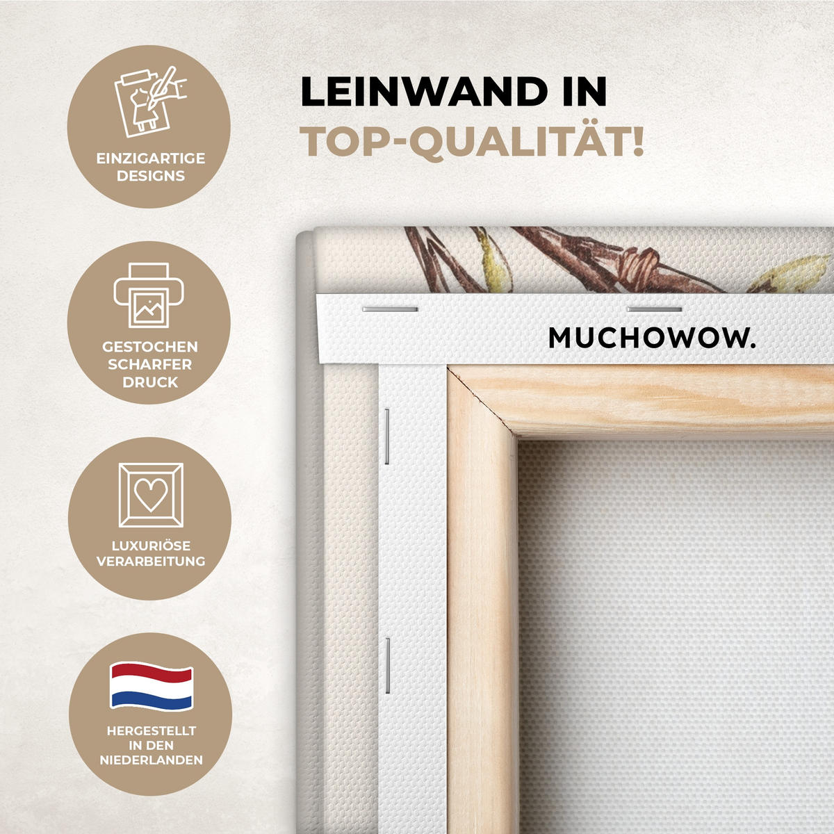 LEINWANDBILD Osterkuchen - Schleife - Eier Deko Wohnzimmer 20x20 cm - Creme, Textil (20/20cm) - MuchoWow