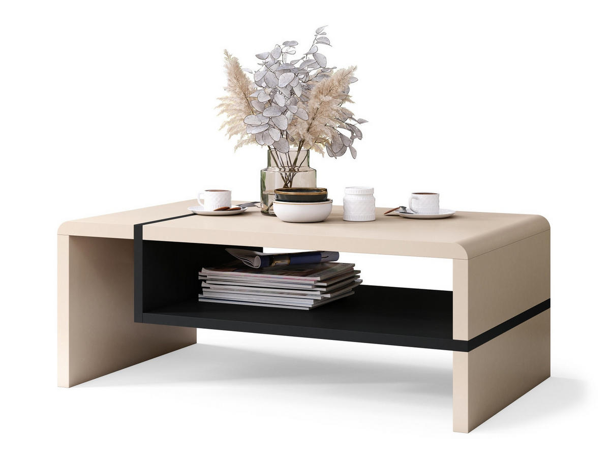 COUCHTISCH rechteckig Beige - Schwarz matt 100/60/40 cm - Beige/Schwarz, Holzwerkstoff (60/100/40cm) - designimpex