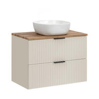 WASHTISCHKOMBI ADEN SET1 Profilierte Fronten Kaschmir - Kaschmir/Schwarz, Glas/Holzwerkstoff (80/75/46cm) - Komodee