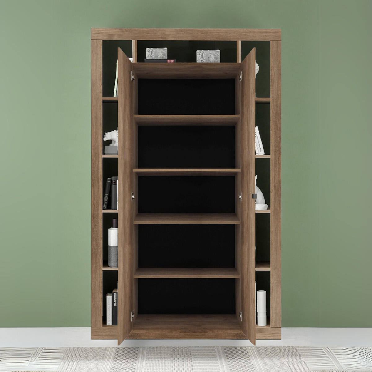 BÜCHERREGAL 2 Türen H217 cm - Rimini - Eiche Artisan, Holzwerkstoff (40/217/134cm) - Calicosy