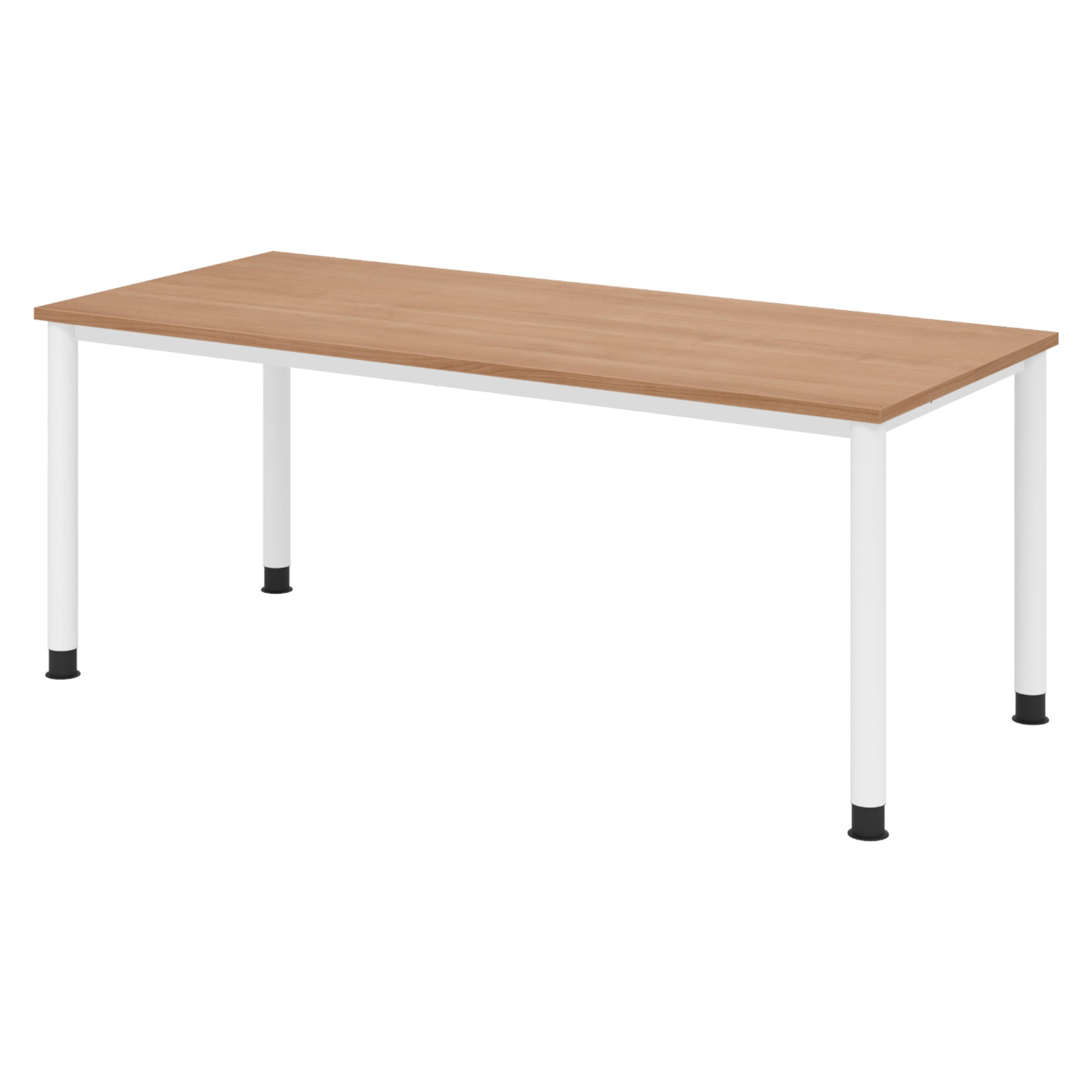 SCHREIBTISCH Serie-H 80/180/74 cm in Nussbaumfarben/Weiß - Nussbaumfarben/Weiß, Holzwerkstoff (80/180/74cm) - bümö
