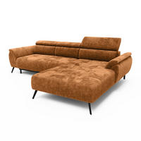 ECKSOFA Ottomane rechts Chenille 286x184x79 rostfarben VALENTINA - Rostfarben, Kunststoff (286/184cm) - Massivmoebel24