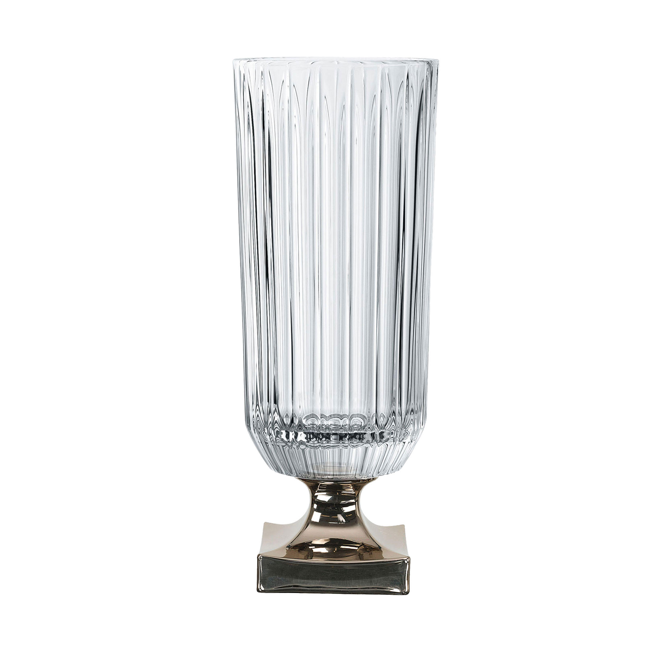 GLASVASE Vase Minerva Platin auf Fuß, Kristallglas, 40 cm - Silberfarben, Glas (16/40.3/16cm) - Nachtmann