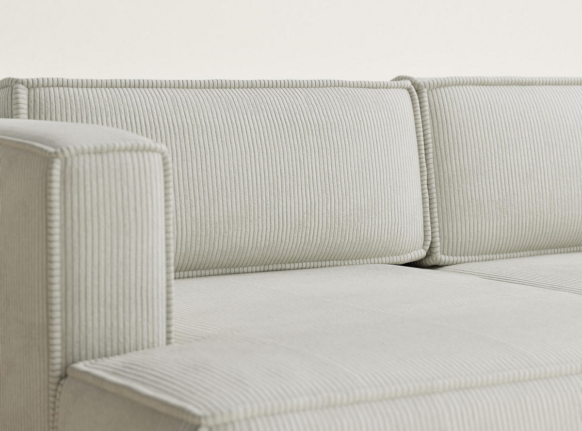 ECKSOFA MIT SCHLAFFUNKTION Velto Creme Samtstoff - Creme/Schwarz, Holz/Holzwerkstoff (152/250cm) - Maison de Reve