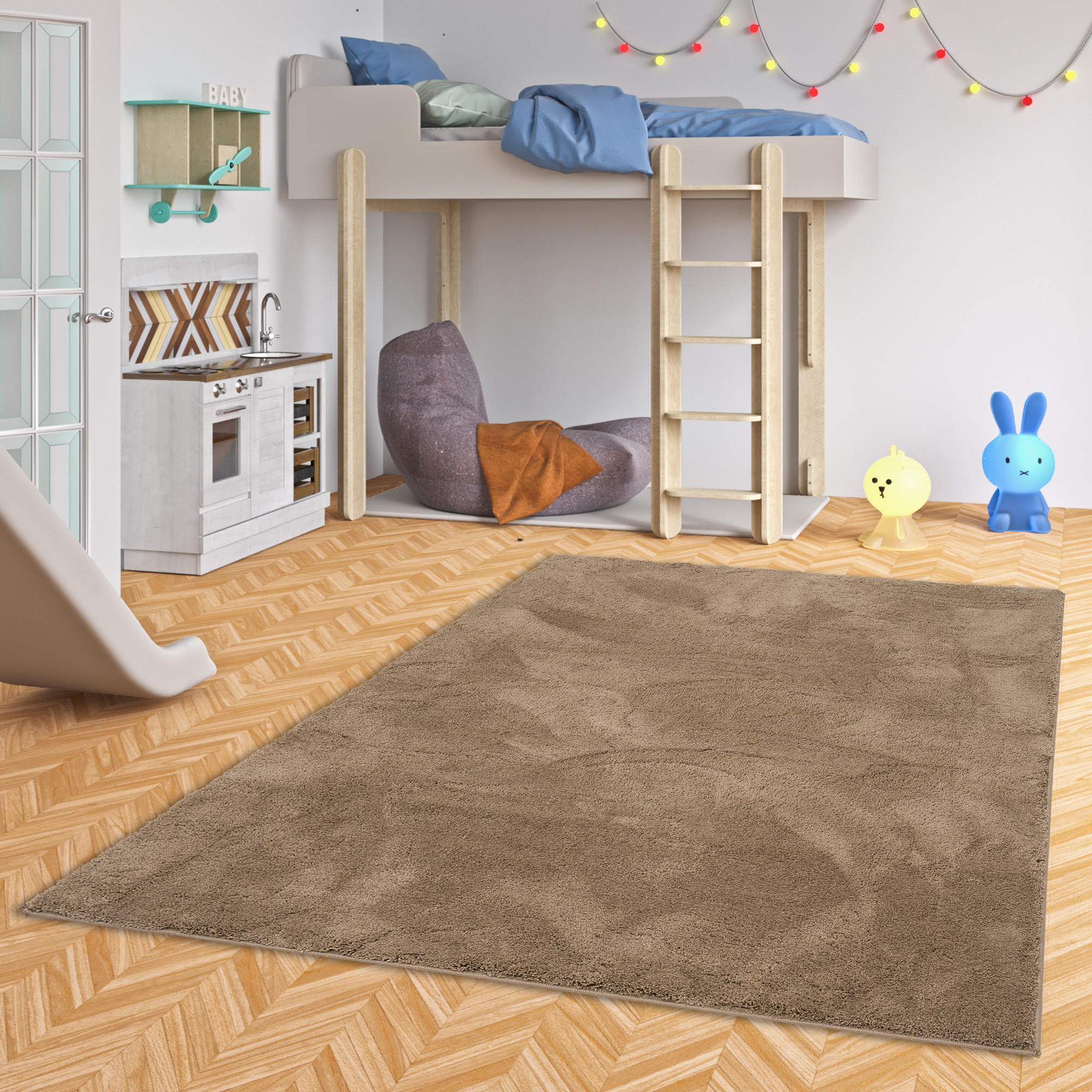 KINDERTEPPICH SUPER SOFT HOCHFLOR SILKY KIDS - Taupe, Textil (160/230cm) - Pergamon