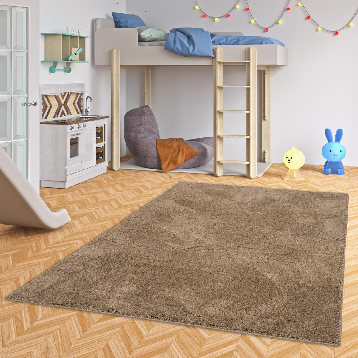 KINDERTEPPICH SUPER SOFT HOCHFLOR SILKY KIDS - Taupe, Textil (160/230cm) - Pergamon