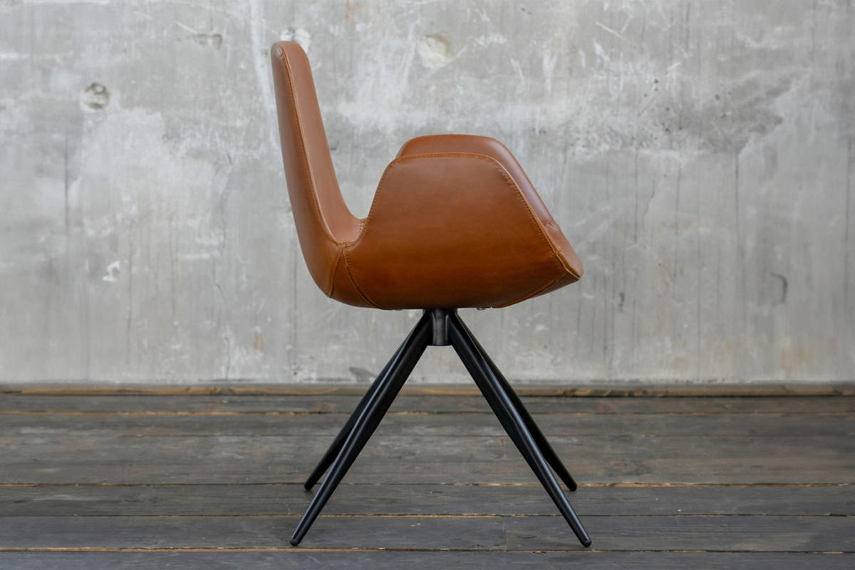 DREHSTUHL QUEN Braun Kunstleder - Schwarz/Braun, Leder (55.5/82/55cm) - KAWOLA