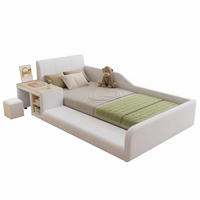 KINDERBETT 90/200 cm in Weiß mit Schreibtisch, Hocker und Ablageboden Samt - Weiß, Holzwerkstoff/Textil (90/200cm) - CHICFURN