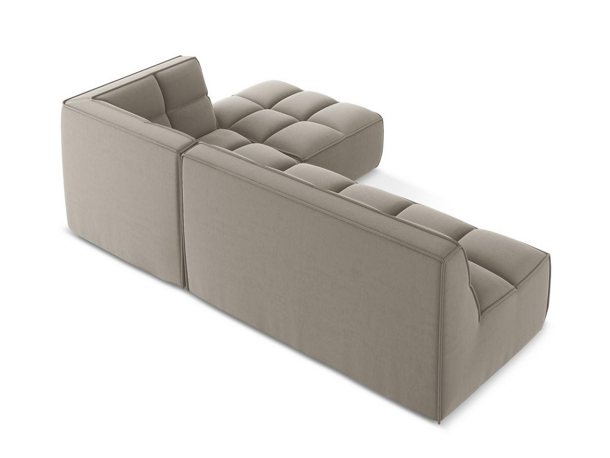 ECKSOFA Beidseitig Samt Stoff Grau - Taupe/Schwarz, Kunststoff/Textil (258/178cm) - Makamii