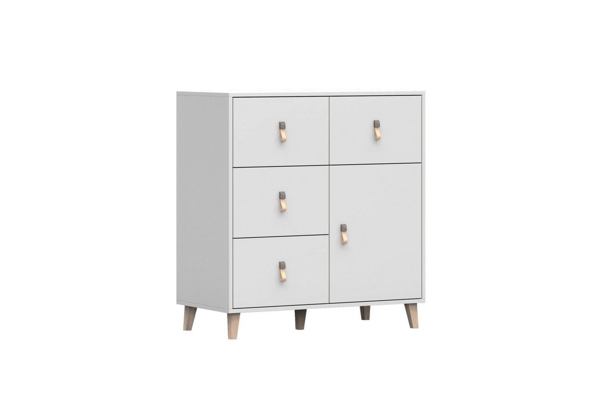 KOMMODE - FAGO 4S1D - Weiß, Holzwerkstoff (90/97/45cm) - Möblo