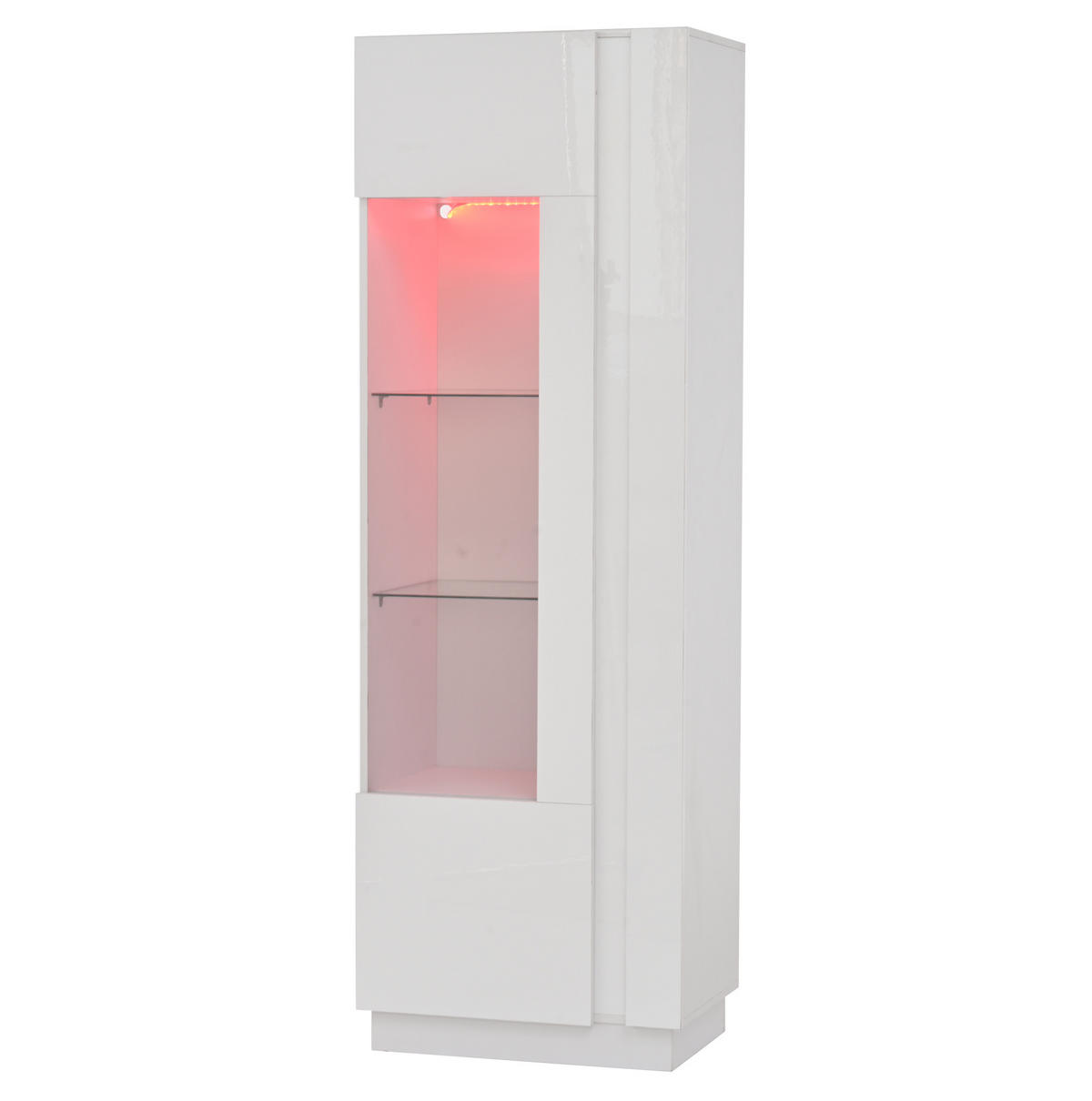 VITRINE 60/40/180 cm aus Holzwerkstoff mit Acrylfront, LED-Beleuchtung und Hochglanzfront Weiß - Weiß, Holzwerkstoff (60/180/40cm) - Modenvie