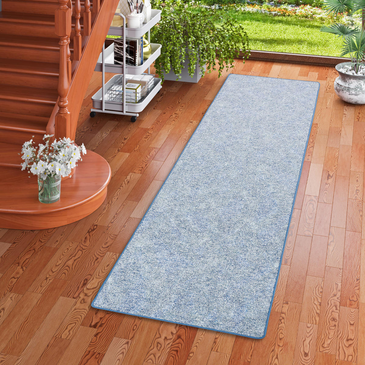 SCHLINGENTEPPICH MEMORY MELIERT LÄUFER - Blau, Textil (80/160cm) - Snapstyle