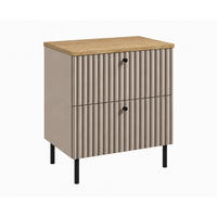 BADEZIMMERSCHRANK: Kaschmir / Platte Helle Eiche / Griffe Schwarz / Beine Schwarz, 60 x 44,4 x 73,6 cm - Kaschmir/Schwarz, Holzwerkstoff (60/73.6/44.4cm) - 3XE LIVING