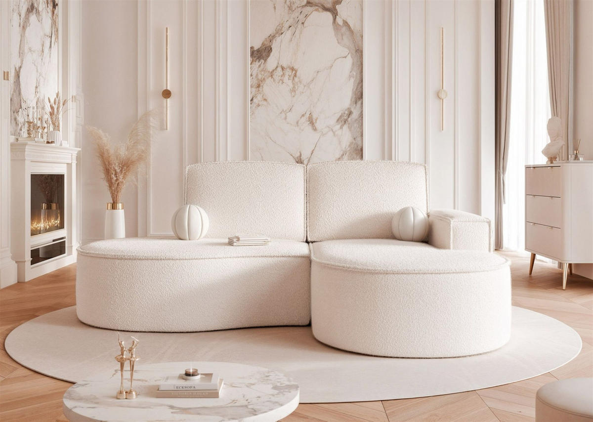 ECKSOFA Arlet In Stoff Abriamo - Creme, Holzwerkstoff/Textil (156/277cm) - Fun Möbel