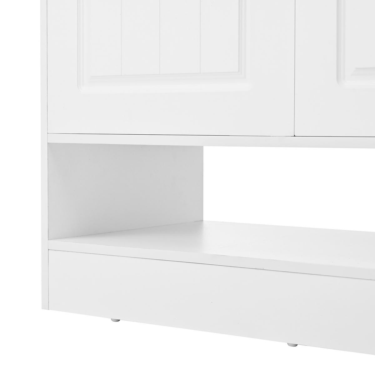 SCHUHSCHRANK Aufbewahrungsschrank mit 3 Türen, 1 Schublade und offenem Fach, MDF weiß schwarz - Weiß, Holzwerkstoff/Metall (75/95.5/36cm) - EVRYAE