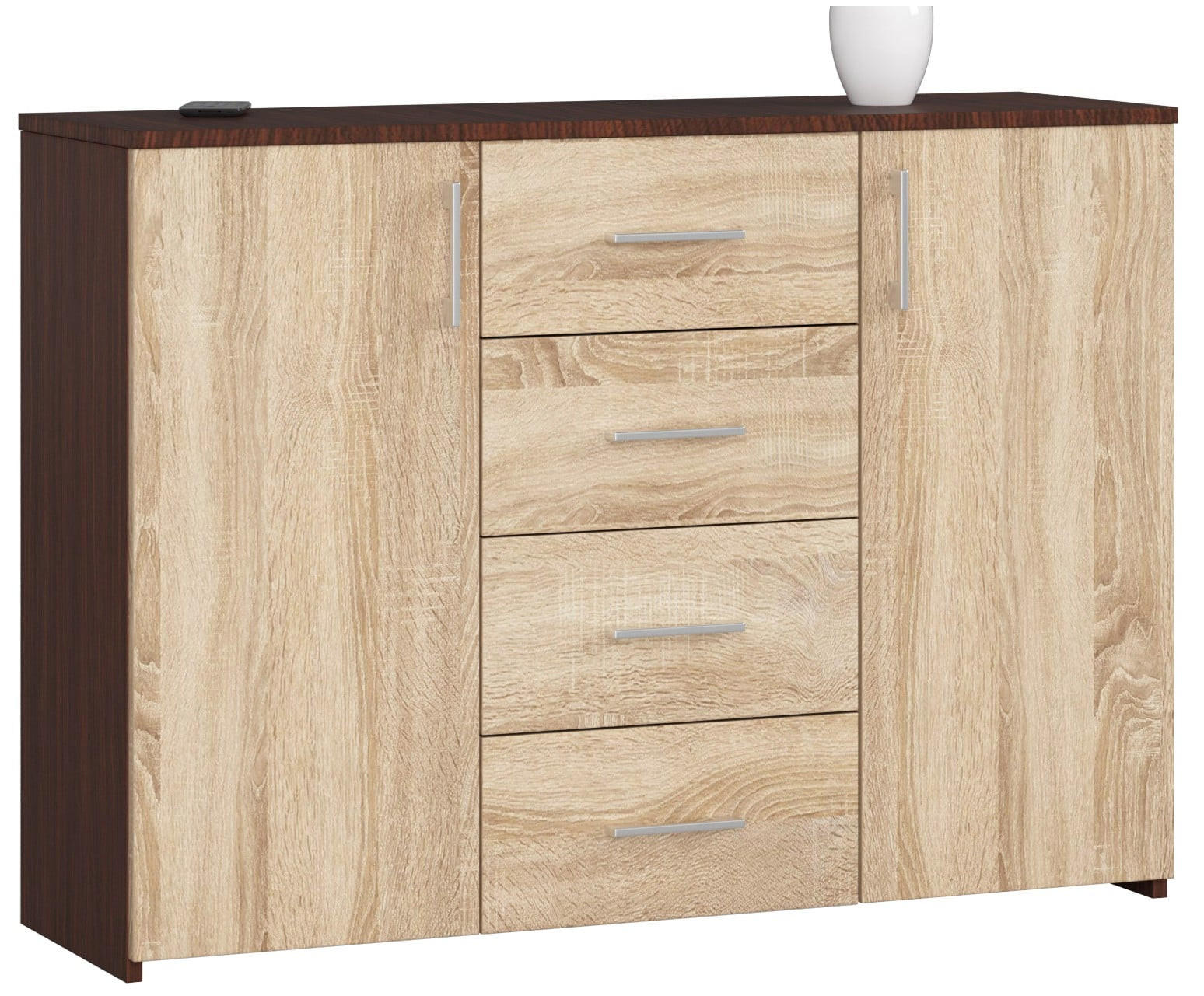 KOMMODE Dunkelbraun, Eiche Sonoma 80/110/35 - Dunkelbraun, Holzwerkstoff (110/80/35cm) - RAUMHIRSCH FURNITURE