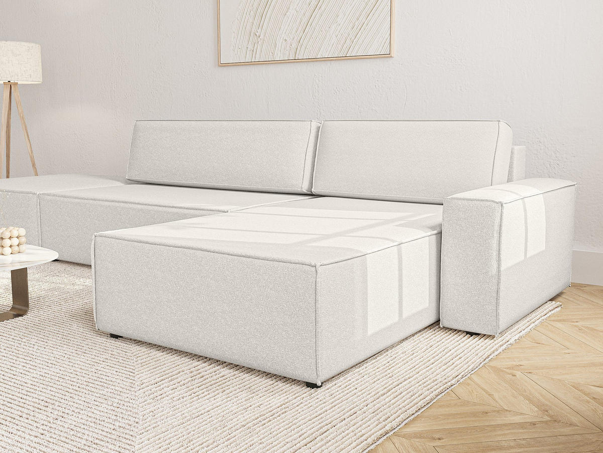 ECKSOFA Lummo La mit Schlaffunktion, Cremeweiß - Weiß, Textil (363/185cm) - Fedve
