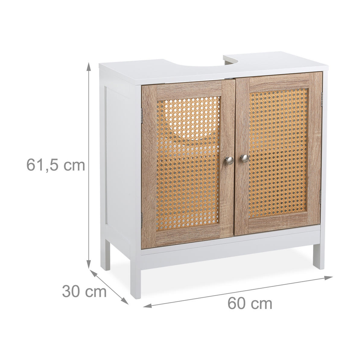WASCHBECKENUNTERSCHRANK - Multicolor, Holzwerkstoff/Kunststoff (60/61.5/30cm) - Relaxdays