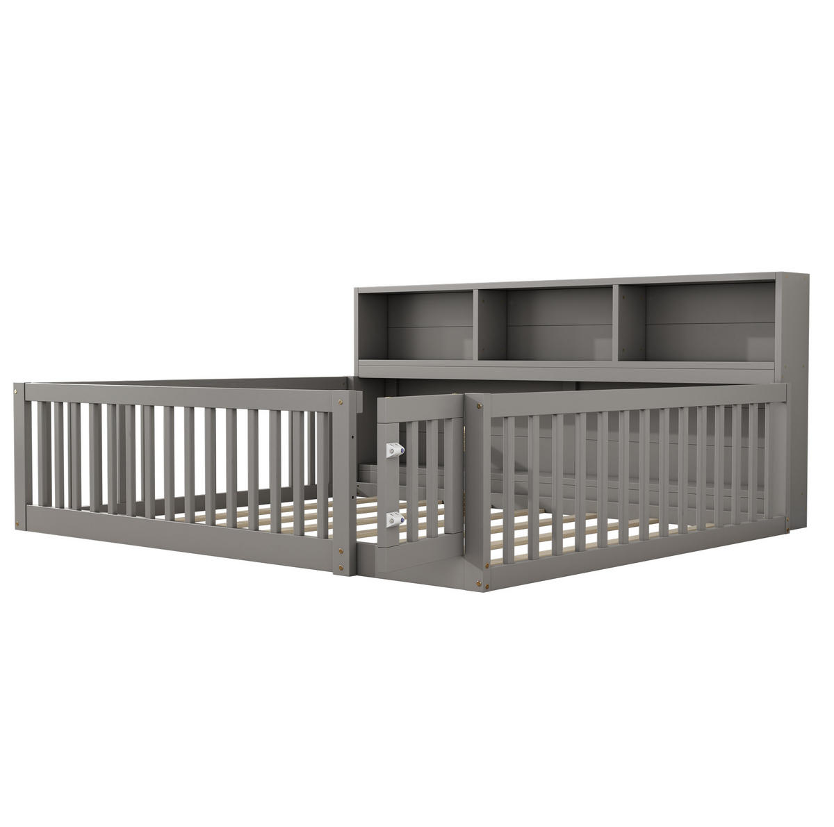 DAYBETT 140/200 cm, Grau mit Staufach und Lattenrost - Grau, Holzwerkstoff (140/200cm) - MIVRAY