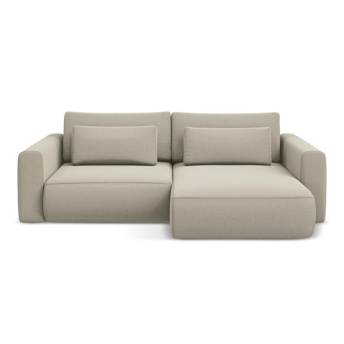 ECKSOFA mit Schlaffunktion Samt Stoff Creme - Perlmutt/Creme, Kunststoff/Textil (240/149cm) - LaMiaSofa