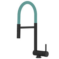 VORFENSTER-KÜCHENARMATUR, Umklappbar 6 CM, Schwarz Matt und Türkis, 2-Strahl-Brause - Türkis, Metall (21.3/48.2/21.3cm) - VIZIO