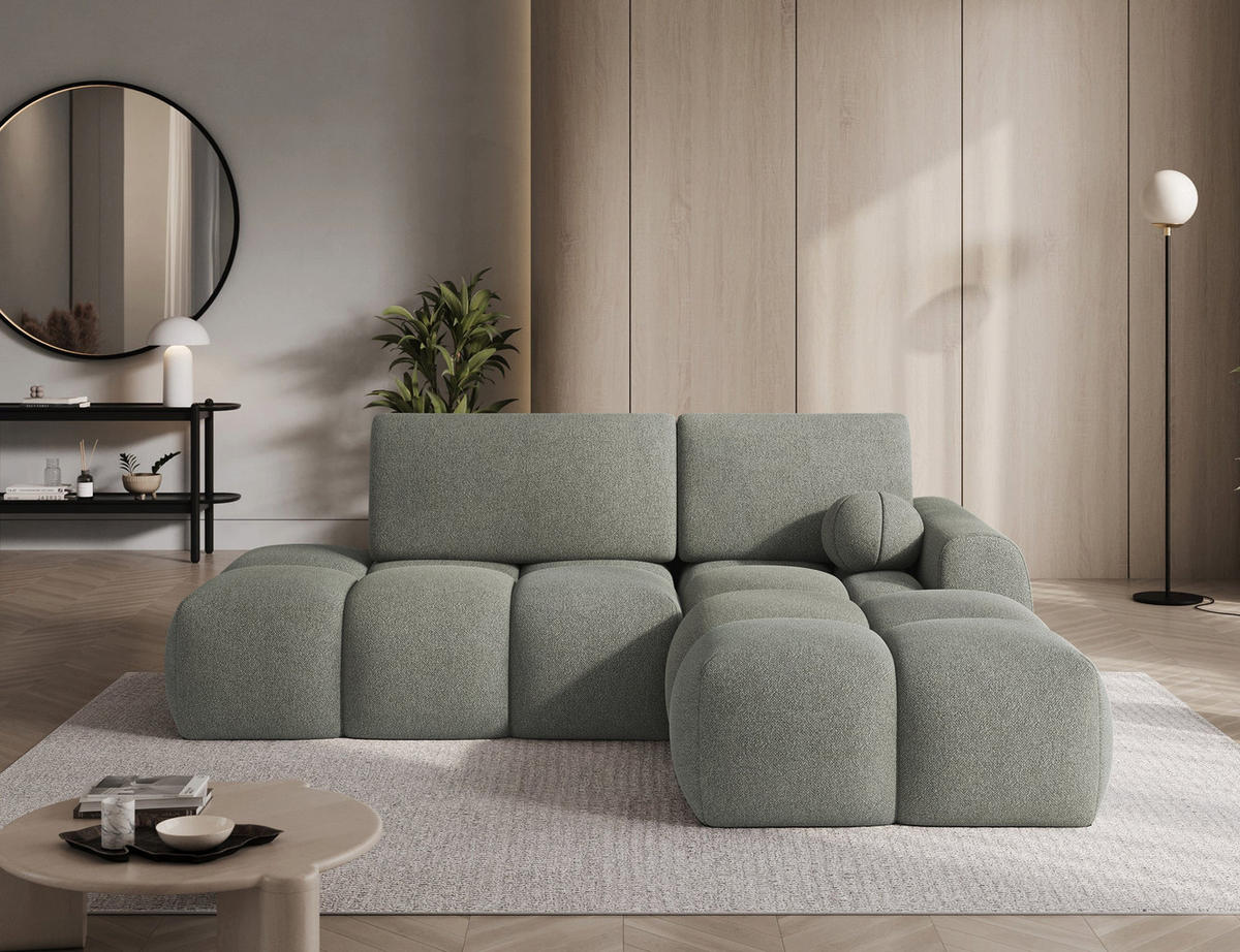 ECKSOFA VITTARIO mit Schlaffunktion & Bettkasten – Modernes L-Sofa 227 cm, inklusive Kissen - Grün, Kunststoff (227/95cm) - Wohnideebilder