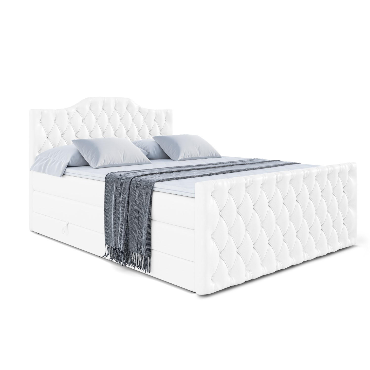 Altdecor Boxspringbett Weiß Hochglanz 200x200 cm