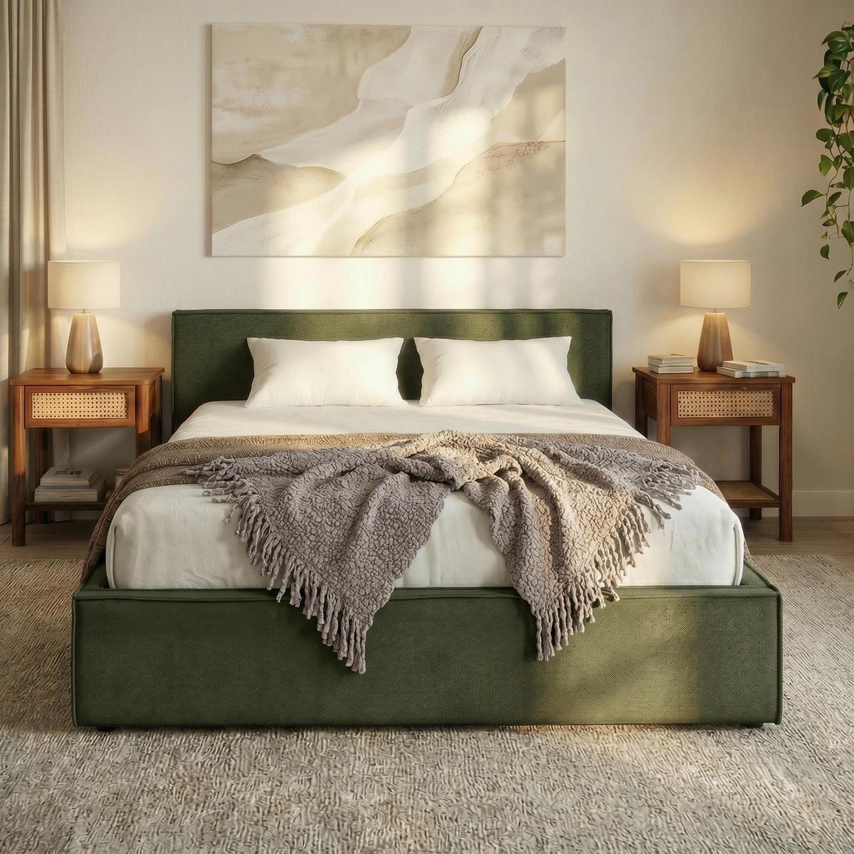 POLSTERBETT PESARO 160x200 cm grün - Grün, Textil (160/200cm) - IDIMEX