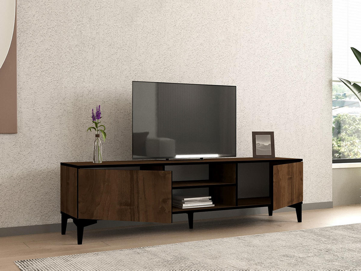 TV-MÖBEL Erem Nussbaum-Schwarz - Nussbaumfarben/Schwarz, Holz (180/45/40cm) - Habitat Garten
