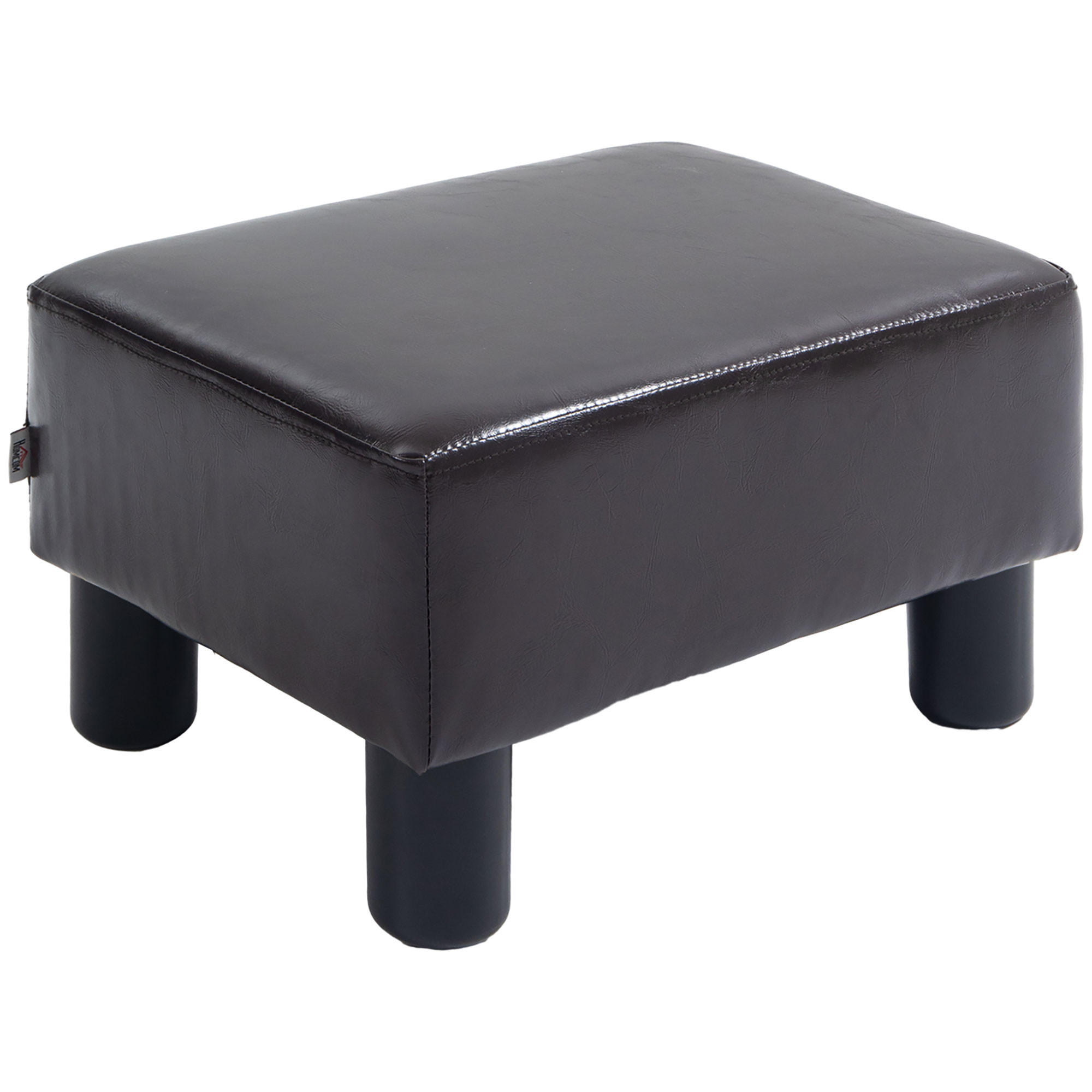 FUSSHOCKER, Polsterhocker - Dunkelbraun, Leder (30/24/40cm) - HOMCOM