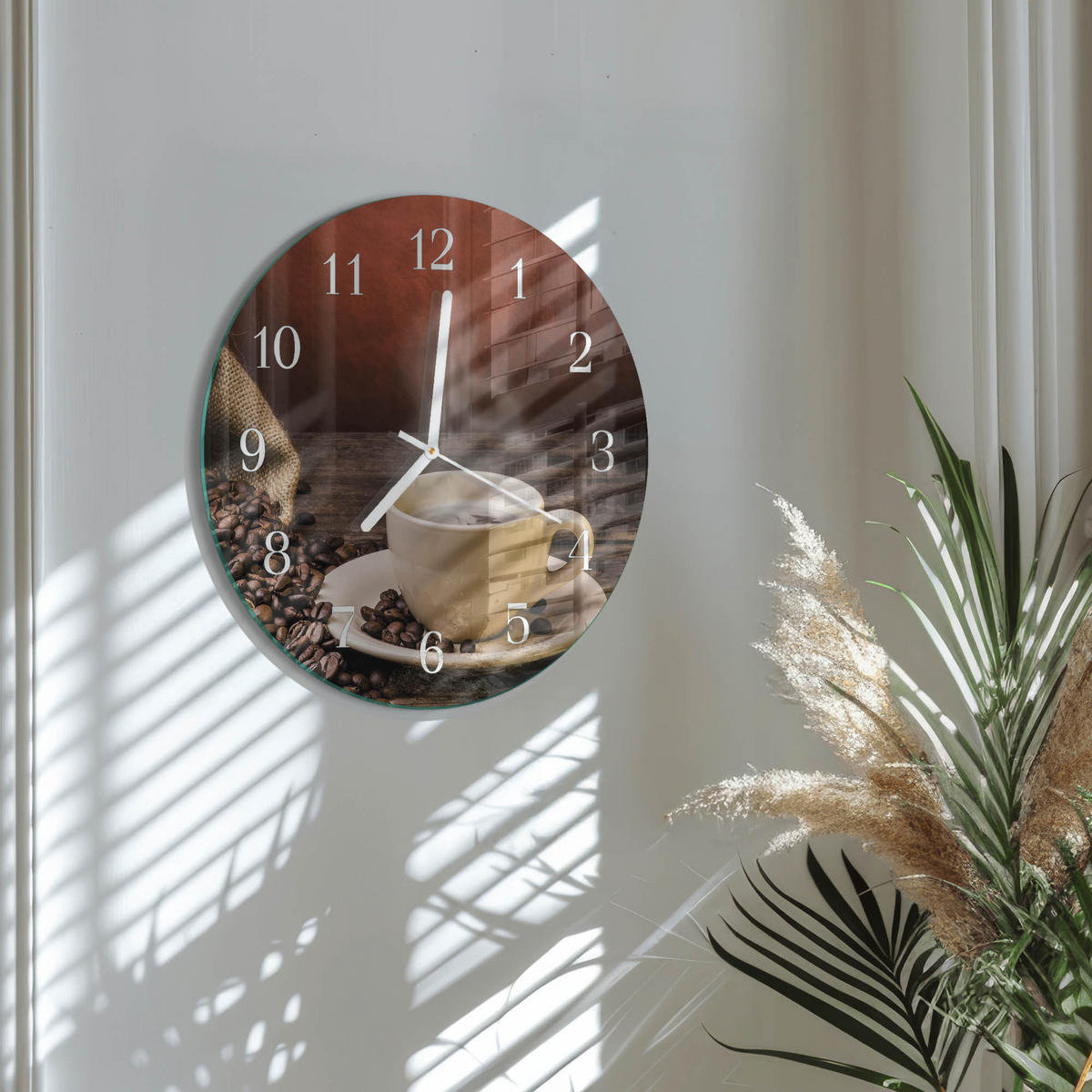 WANDUHR fi30 cm - Kaffee - Braun, Glas (30/30/0.4cm) - TULUP