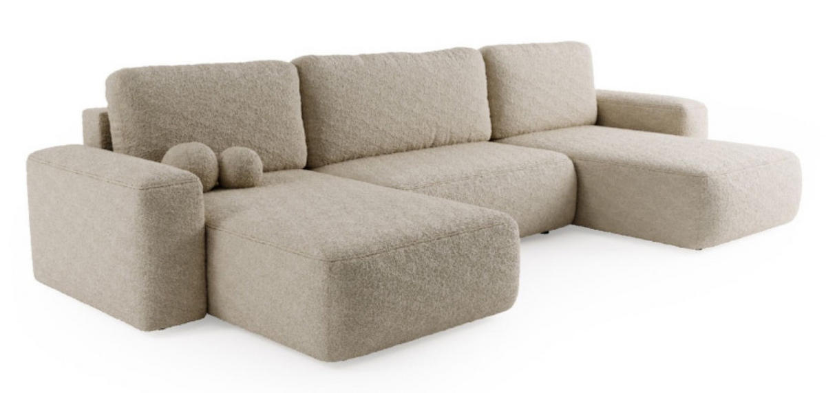 ECKSOFA Hellbeige ILO Mit Bettkasten Und Schlaffunktion - Beige, Textil (374/177cm) - Sepro Meble