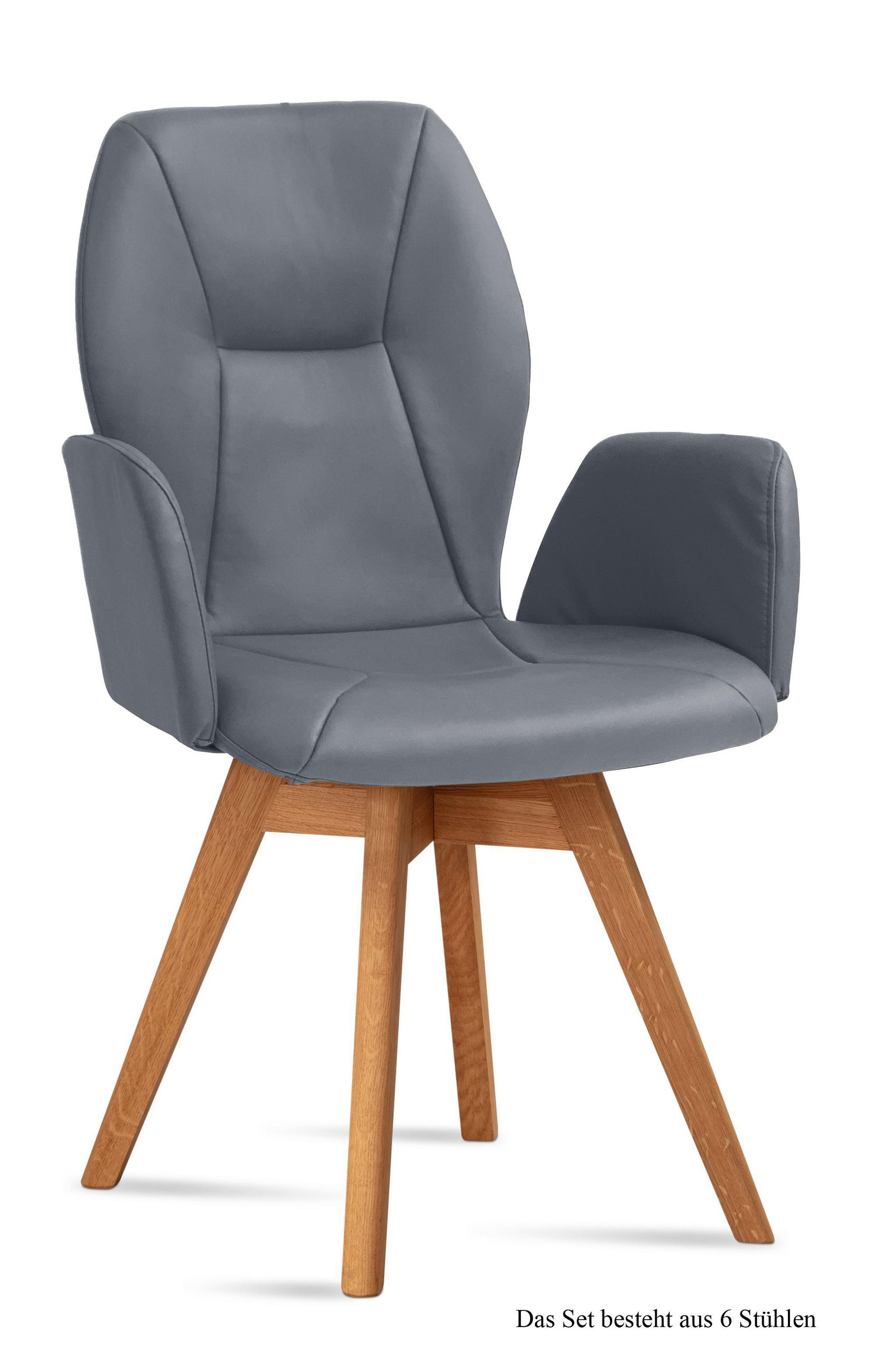 ARMLEHNSTUHL drehbar (6er-Set) Draia 58x92x60 Eiche geölt/Grau - Eichefarben/Grau, Kunststoff (60/92/58cm) - 58aufmkessel