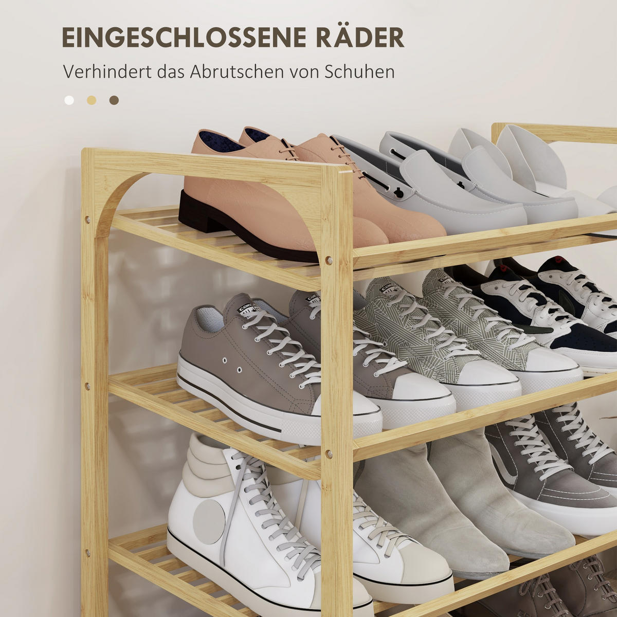 SCHUHREGAL mit 4 Ebenen - Naturfarben, Holz (33/67/76cm) - HOMCOM