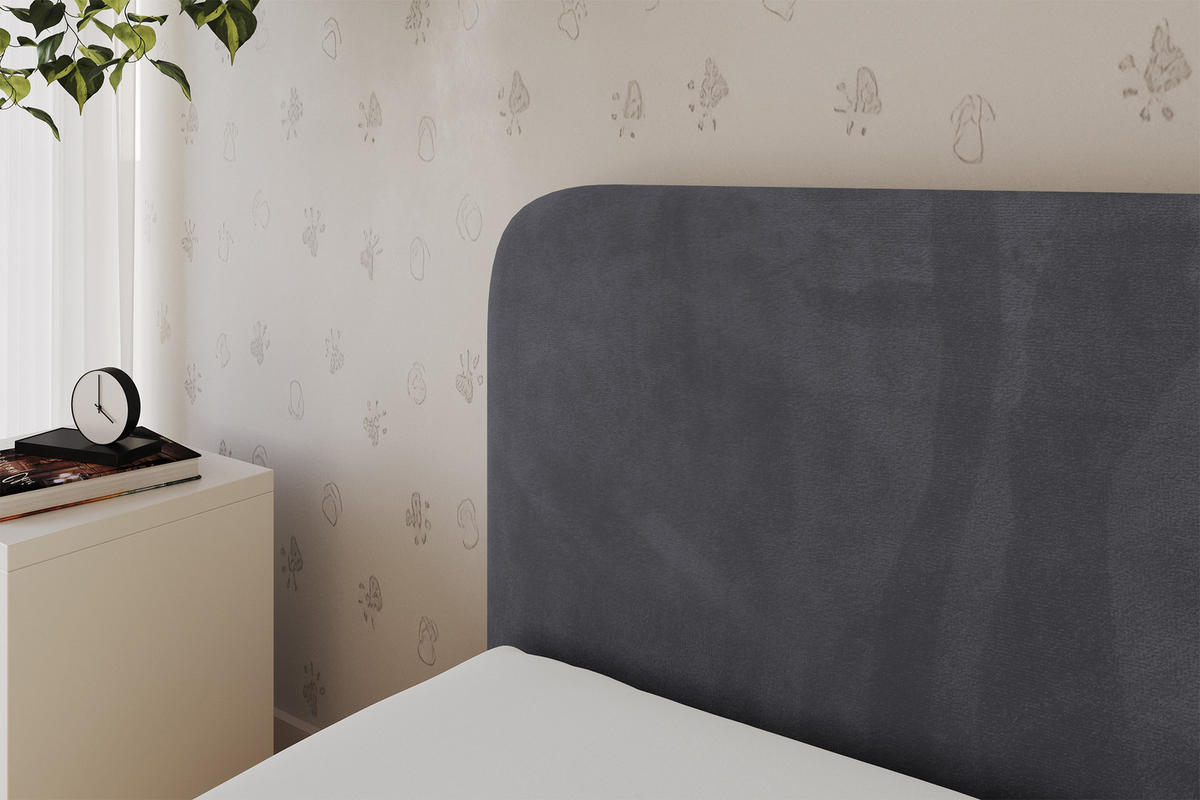 EINZELLBETT Jugendbett mit Bettkasten, Rechts - ALVY 80x200 Dunkelgrau - Dunkelgrau, Holzwerkstoff/Textil (80/200cm) - ALTDECOR