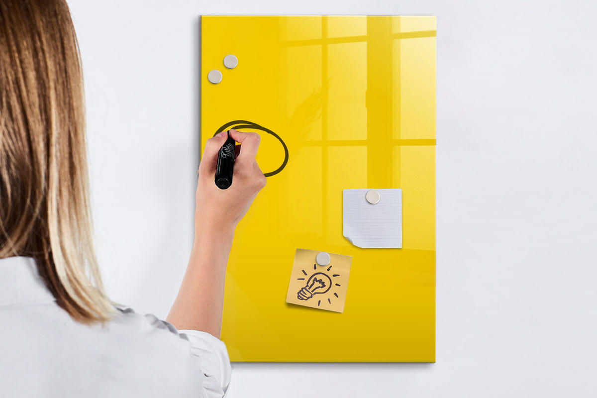 MAGNETTAFEL 40x60 Gelb schwarzer Marker - Gelb, Glas (40/0.4/60cm) - TULUP